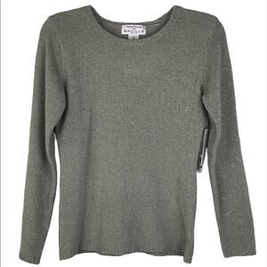 NOS Vtg Rena Rowan for Saville Sweater Silver Shimmer Gray Green Petite Small